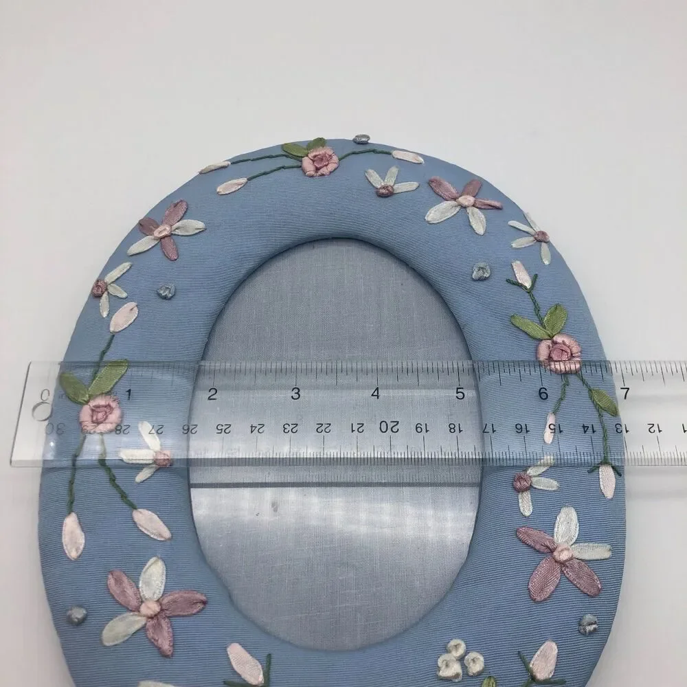 VINTAGE Floral Fabric Picture Frame Set of 2 Oval Cottagecore Grannycore